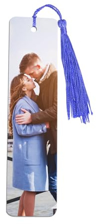 Lesezeichen - Personalisiertes Lesezeichen mit Foto & Motive - für Erwachsene & Kinder - Buchzeichen aus Metall mit Quaste - Geschenke für die Damenwelt, Mama, Oma