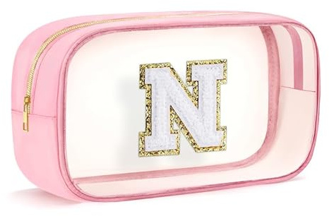 Geschenke für Mädchen Teenager - Personalisierte Transparente Kulturtasche Geburtstagsgeschenke für Teenager Kinder Damen Familie Reisetasche wasserdichte Kosmetiktasche mit Reissverschluss Rosa N