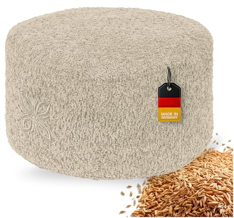 OMNANA Cushy Meditationskissen rund – Sitzkissen 10cm/15cm/20cm hoch – Bouclé Yogakissen mit Dinkelfüllung – Bodenkissen, Kissen für Meditation & Entspannung – Made in Germany