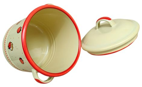 TOPBATHY Tarro De Almacenamiento De Esmalte Olla Esmaltada Vintage Para Cocinar Cocina Para Guardar Manteca y Especias Fabricado Material Resistente