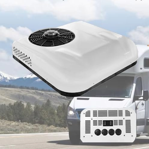 Aire Acondicionado 12v 24v Aire Acondicionado Caravana Aire Acondicionado Camion 12v Función de enfriamiento de 5 a 10㎡ Mando a Distancia Enfriamiento Rápido y Potente (white,24v)