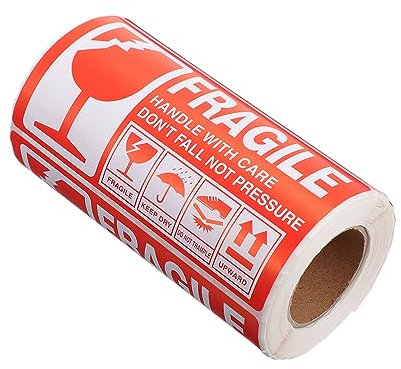 DOITOOL Vorsicht Zerbrechlich Aufkleber Rolle 130x70mm Rot Stark Haftend Öl Und Kratzfest Versandetikett Für Sichere Verpackung