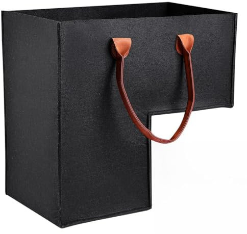 Cesto portaoggetti pieghevole in feltro per scale da 40,6 cm, grande organizer con manici in ecopelle, ideale per scale in legno