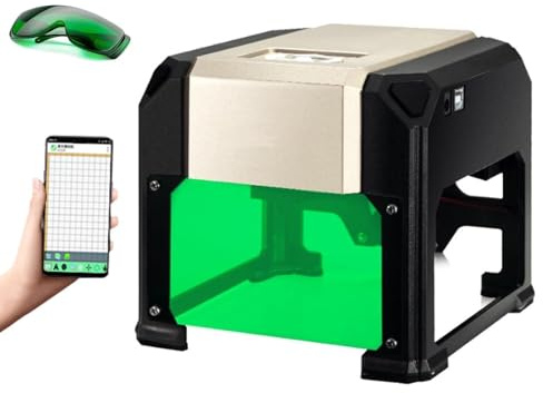 VFMVOYNZ Lasergravierer mit Computer-/Handy-App-Steuerung, tragbare Lasergravurmaschinen-Kits für Holz-/Kunststoff-/Keramik-/Glas-/Lebensmittel-Laserschneider (Arbeitsbereich 3,15 × 3,15 Zoll)