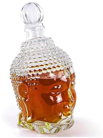 CLINGRE boutique shop uk Glass Decanter With Airtight Stopper, Liquor Decanter with Unique Buddha Shaped Design, Decanter Bottle for Whiskey Brandy Vodka Wine Decanter Carafe