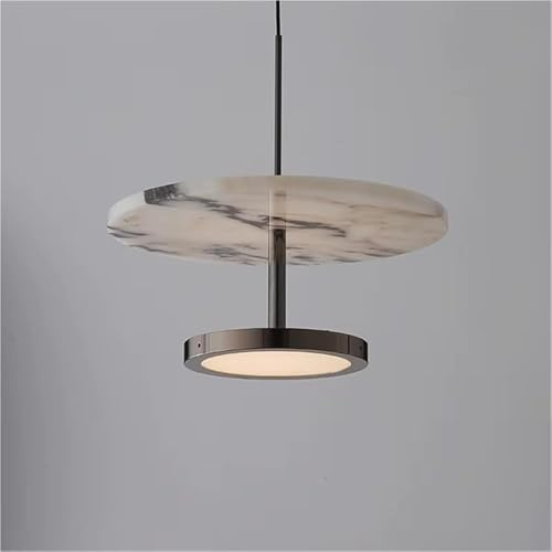 Lampada a Sospensione Rotonda Nera in Pietra Naturale per Camera da Letto, lampadario Moderno da Comodino per Camera da Letto, lampadario a Sospensione per Soggiorno