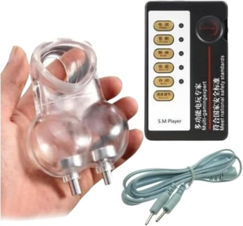Electric Shock Penis Cage Male Chastity Cage Ring Ball Stretcher Lock Binding Delay Exercise for Adult Men Sex Toys Clear