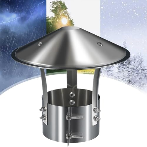 304 Stainless Steel Round Chimney Cap for Stove Pipe and Fireplace Flue | Roof Rain Cowl for Wood and Oil Burner Vents, Designed to Shield Outdoor Exhaust Openings in Wet Weather(180mm)