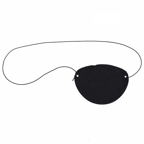 Ghzste Pirate Eye Patch Kostüm, Halloween -Partyzubehör, Schädelmuster mit Elastizitätsband für Kinder und Erwachsene (Schwarzes Seil fühlte fest farblich)