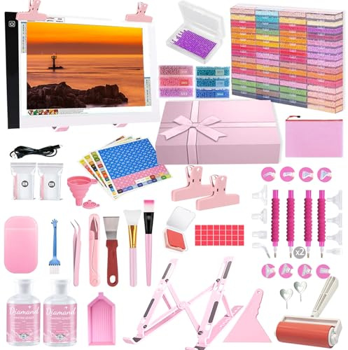 DNSGOOR 185Pcs A4 Diamond Painting Light Pad,all Inclusive Diamond Painting Accessori, Strumenti per Pittura a Diamante da,Diamond Art Sealer Colla per DIY Craft
