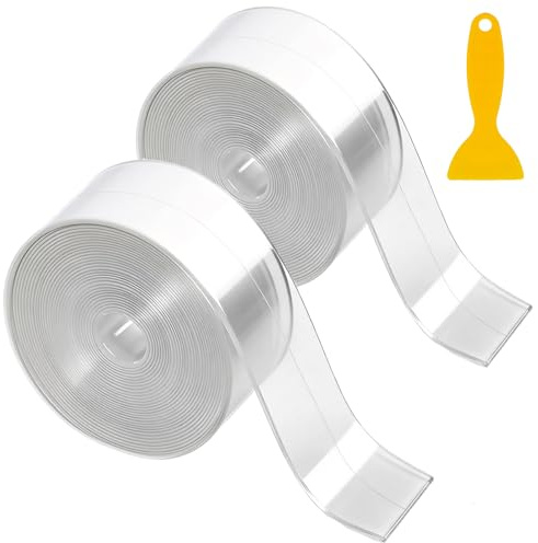 msymsyu 5mx38mm Weichsockelleiste Transparent 2 Rolle 10M Silikonband Selbstklebend PVC Leistenselbstklebend Wasserfest und Anti-schimmel Weichsockelleiste für Küche Toilette Waschbecken Badezimmern