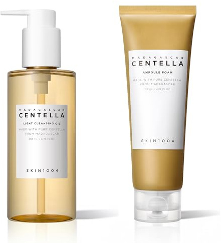SKIN1004 Madagascar Centella Double Nettoyage – Huile Démaquillante 200 ml + Mousse Nettoyante 125 ml – Routine Coréenne Peaux Sensibles – Bundle Assemblé
