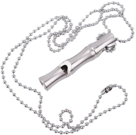 Shentu Anti Loss Dog Whistle for Recall and Stop Barking, High Decibel Stainless Steel Emergency Whistle with Heavy Duty Lanyard Chain, Wearable Bamboo Style Training for Pet Recall