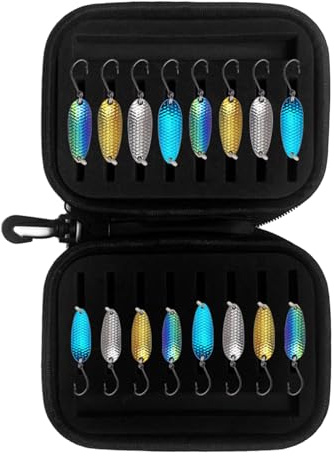 Trout Fishing Spoon Lures Artificial Bait Spinner Blinker Fishing Bait Storage Box Spoon Lures Fly Hook Sequin Box Gear Bag Sequin Tackle Storage Fly Bag Container