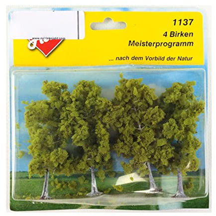 Heki 1137 Birkenbäume, 4 Stück, Höhe 11 cm, Mehrfarbig