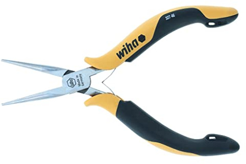 Wiha 32746 Zange, lange Nadelspitze, gerade, gezackte Backen, ESD-sicher