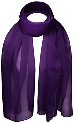Cloud9Basic Leichter, weicher, klassischer, schlichter Chiffon-Schal aus durchsichtigem, halbopakem Stoff Damen Einheitsgröße Dunkelviolett