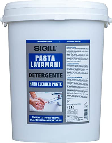 Sigill - Pasta Lavamani Detergente, Fustino da 5 Litri, Rimuove Sporco Tenace, Ideale per Meccanici, Artigiani e Uso Domestico
