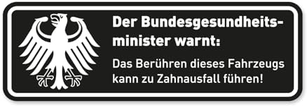 easydruck24de Auto-Aufkleber Warnung Zahnausfall schwarz 15 cm - kfz365 | witterungsbeständig, vergilbungsfrei, UV-beständig, für Auto Roller LKW
