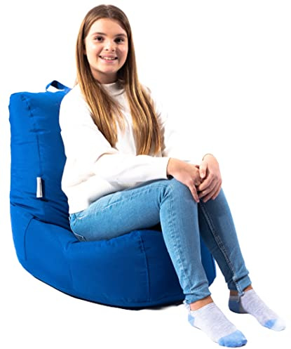 MaxiBean Bean Bag Chair Seat Indoor Or Outdoor Garden Beanbag Kids Gaming Recliner Cushion With Filling Included (Blue)