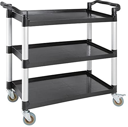 Vogue Polypropylene Plastic Reusable Mobile Trolley - Large, Black, 200 kg Capacity, Size: 960x520x1070 mm, Includes 2x Braked & 2x Plain Easy-Fit Castors, Catering & Housekeeping Tools, CF102