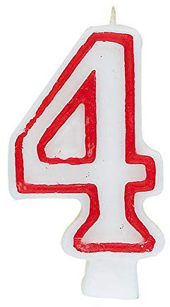 Red & White Number 4 Deluxe Birthday Candle - 2.75 (1 Pc.) - Perfect Finishing Touch for Memorable Celebration