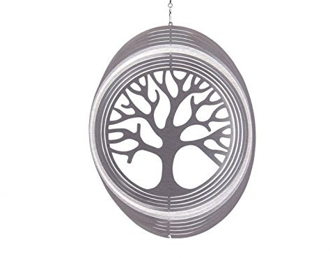 ILLUMINO Edelstahl Windspiel Baum des Lebens, Windspiele für draußen hängend, Gartendeko für draußen, Fensterdeko hängend