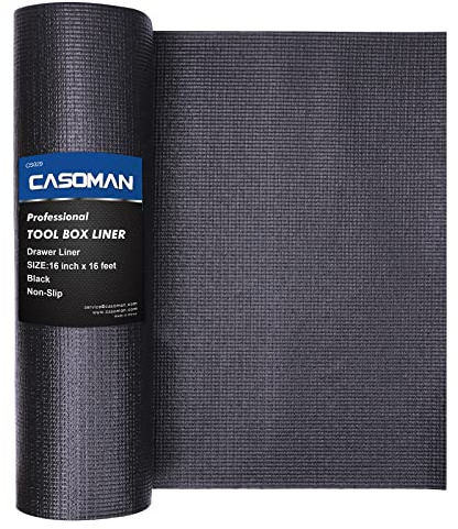 CASOMAN Professionelle Werkzeugkiste Liner - Rutschfeste Schaumgummi-Schubladeneinlage, Leicht Zuschneidbar, Verstellbar, Schwarz, 40,6 cm x 4,9 m
