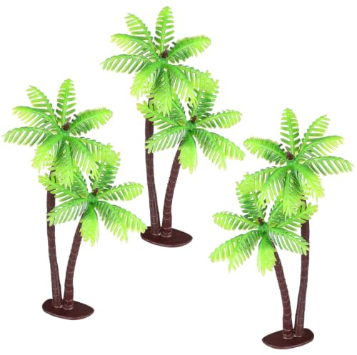 Amosfun Lot De 3 Mini Cocotiers Artificiels en Plastique pour DéCor Terrarium Micro Paysage Bonsaï Jardin Maison De Poupée
