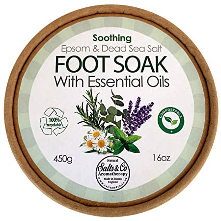 Foot Soak Epsom Salt, Dead Sea Salt combined with Chamomile, Lavender, Rosemary, Peppermint, Eucalyptus and Wintergreen - FREE Wooden Spoon - Ethically Sourced – 100% ECO Friendly & Recyclable