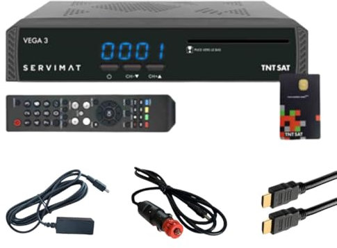 Pack SERVIMAT Récepteur Satellite Full HD + Carte TNTSAT V6 + Câble HDMI + Câble 12V + Déport IR