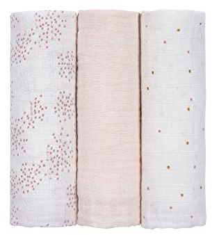 LÄSSIG Baby rapduk swaddle & rapfilt bomull 3 st blandade 85 x 85 cm om vänner chinchilla