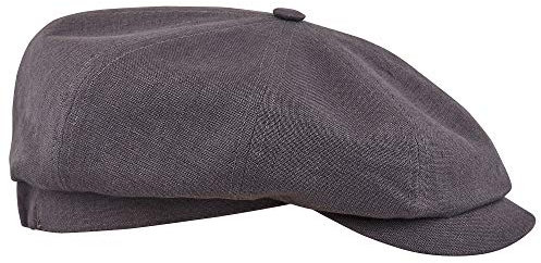 Sterkowski Rowdy Schiebermütze für Damen und Herren | 100% Leinen Newsboy Cap | Elegante 8-Panel Gatsby Cap, Mittelgrau, 55 EU