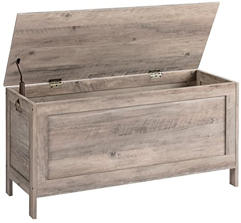 HOOBRO Toy Box, Retro Wooden Look Storage Chest with Safety Hinge, Entryway Storage Bench Supports 220 lb, 39.4 x 15.7 x 18.9 Inches Toy Chest Organizer, Easy Assembly (Greige) BG100CW01