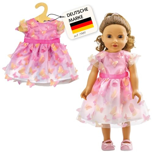 Heless 2252 - Puppenkleidung im Design Miss Butterfly, edles Tüllkleid im Ombré-Look mit flatternden Schmetterlingen für Puppen und Kuscheltiere der Größe 35 - 45 cm