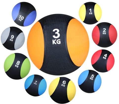 Lisaro Ballon de médecine Qualité professionnelle en caoutchouc pour toutes les routines d'entraînement, musculation, cardio, musculation, musculation et récupération Balles médicales de taille 1