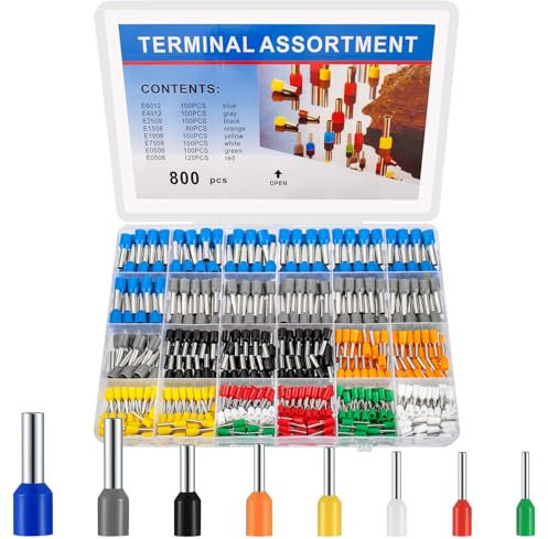 woshilaoDS 800 Stk Aderendhülsen Set, isoliert Aderhülsen Tool Kit Set, Kabelschuhe Kabelverbinder Aderendhülsen Set für Aderendhülsenzange Set, 0,5-6mm²