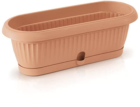 Vaso Per Fiori Piante Ovale Terra DCK Decorativo In Plastica Alto 11 Cm Da Interno Esterno 32x13 Cm Terracotta Design Classico 2,5 Litri