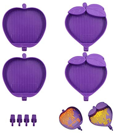 Diamant Malerei Perlen Tablett Teller - Strass Sortierschalen Divider Aufbewahrungsbehälter Blattformen und Apfelform aus Plastik für DIY Handwerk Kunsthandwerk Dotting Werkzeug, 4 Stück