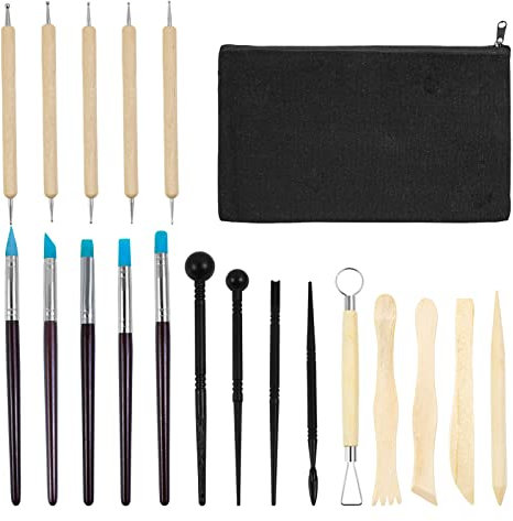 20 Stück Modelierwerkzeugset, Polymer Clay Tools Keramik Werkzeug Set Sculpting Tools Clay Polymer Clay Modelling Tools mit Aufbewahrungstasche Punktierungswerkzeug Tonwerkzeuge Für Profis Anfänger