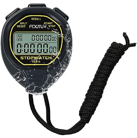 FCXJTU Digitale wasserdichte Stoppuhr, 20 Runden geteilte Speicher-Stoppuhr, keine Uhr, kein Kalender, kein Alarm, einfache stille große Anzeige, Stoppuhr für Sport, Schwimmen, Training, Trainer