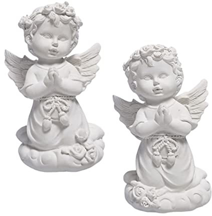 ABOOFAN 2piezas Estatua De Figura Decorativa De Ángel para Escritorio Adorno Blanco para Hogar Escultura De Personaje
