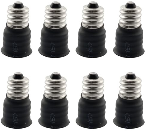 SQXBK 8PCS Black E12/E14 Bulb Converter - LED Light Holder, Lamp Adapter, Socket Changer