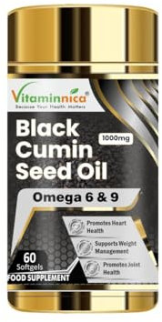Vitaminnica Black Cumin Seed Oil 1000mg with Omega 6 & 9- Better Immune Health | 60 Softgels |