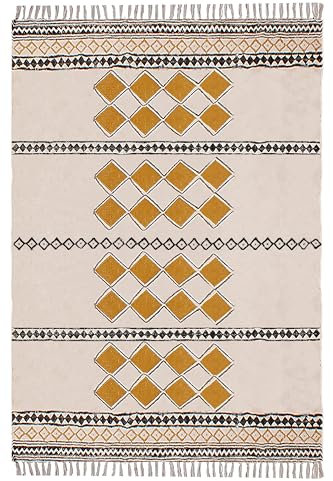 CASAVANI Kelim-Teppich, Boho-Teppich, marokkanischer Teppich, leicht waschbar, Baumwolle, Flachgewebe, Teppiche für große Fläche, Schlafzimmer, Wohnzimmer, Esstisch, Zimmer, 25,4 x 35,6 cm