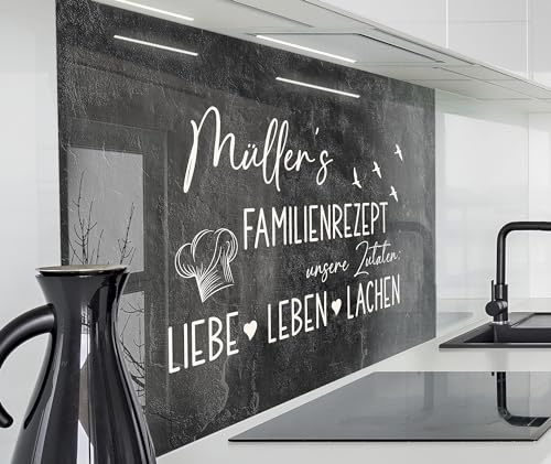 timalo Herd Spritzschutz Wand Spüle, Küche Küchenrückwand Glasoptik | Acryl Glas 2mm | Glasrückwand Acrylglas - personalisiert mit Namen - Rückwandschutz Platte | 60x40cm Schiefer, Stein