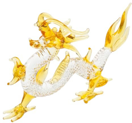 MUSISALY Schöne Drachenskulptur aus Glas mit Dekorativen Effekten und Flachem Boden Glas Drachenfigur als Geschenk zum Muttertag oder Jubiläum