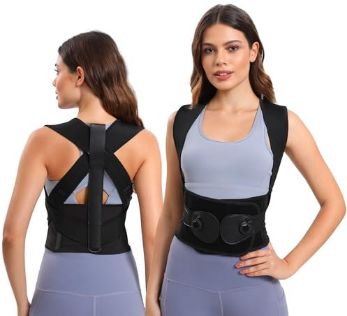 Bailkind Haltungskorrektur Rücken Damen und Herren, Präzise einfache Knopfeinstellun Rücken Geradehalter Posture Corrector Lendenwirbelstütze für eine aufrechte Körperhaltung Rückenstützgürtel (L)
