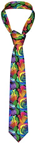 IFHSIGoe Herren-Krawatten, Schlips, Krawattenschal, mehrfarbige Rosen, Blumenmuster, schmale Krawatte für Business, Party, Hochzeit, Anzug, Siehe Abbildung, Einheitsgröße