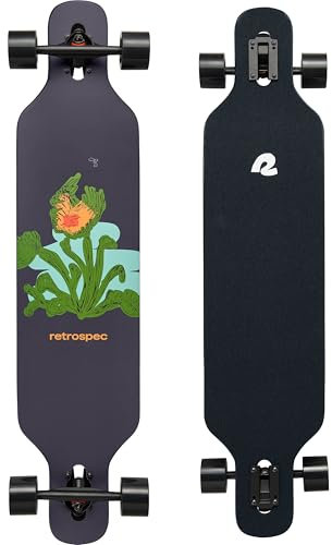 Retrospec Rift Drop-Through Longboard Skateboard - 41in x 9.5in Canadian Maple Deck with ABEC-7 Bearings, 70mm PU Wheels & Reverse Kingpin Trucks for Cruising & Downhill